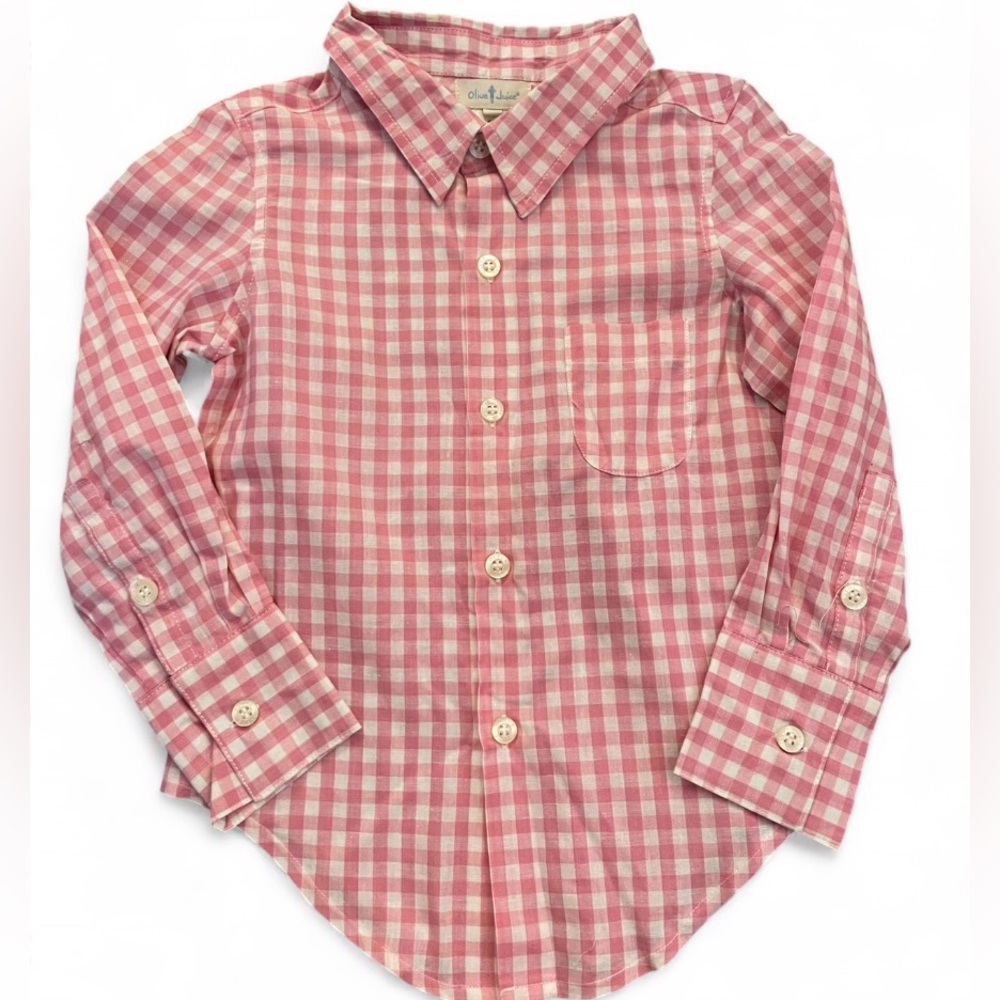 Olive Juice Pink Gingham Button Down Girls Size 4
